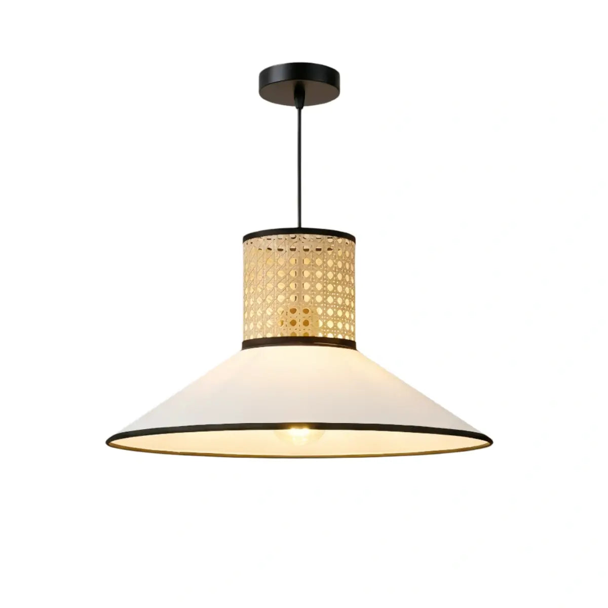 Bamburo Farmhouse Hooded Pendant Light — Fabric